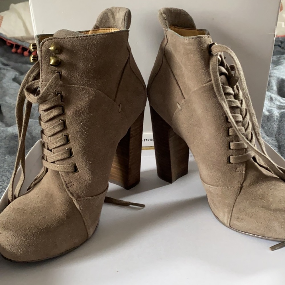 Nine West Heel Boots: Taupe suede
